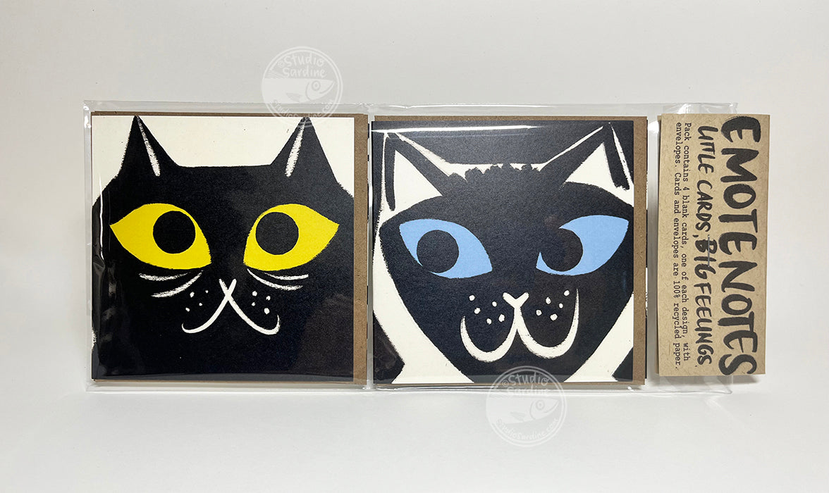 Furry Feline Emote Notes mini cat notes 4 pack