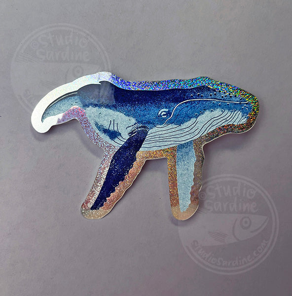 Sparkle Humpback Whale Holographic Glitter Sticker