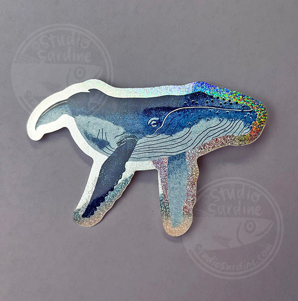 Sparkle Humpback Whale Holographic Glitter Sticker