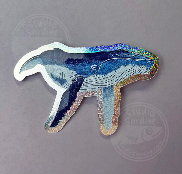 Sparkle Humpback Whale Holographic Glitter Sticker