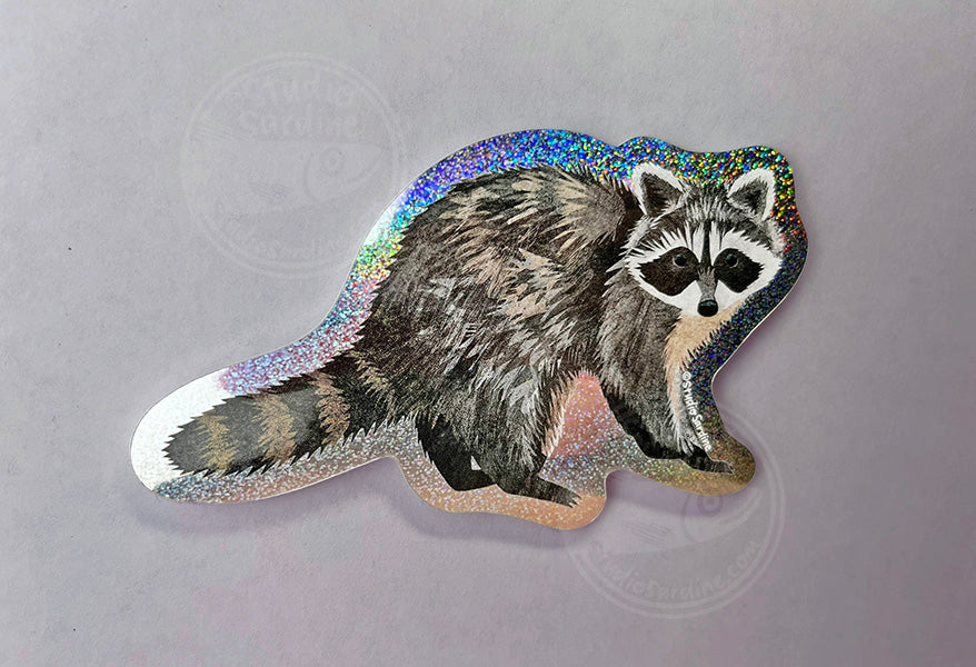 Sparkle Raccoon Holographic Glitter Sticker
