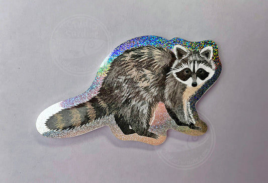 Sparkle Raccoon Holographic Glitter Sticker