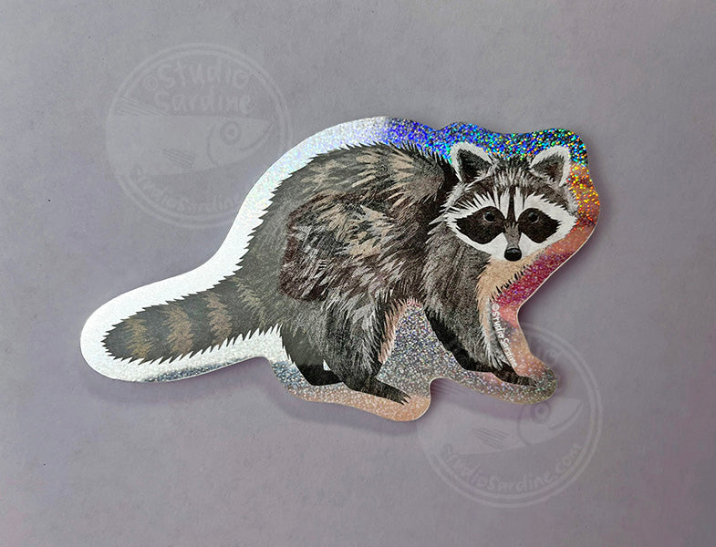 Sparkle Raccoon Holographic Glitter Sticker