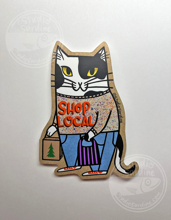 Shop Local Cat Matte Die-Cut Sticker