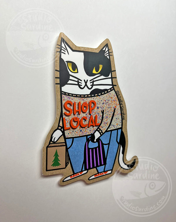 Shop Local Cat Matte Die-Cut Sticker