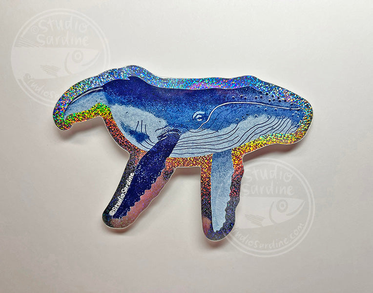 Sparkle Humpback Whale Holographic Glitter Sticker