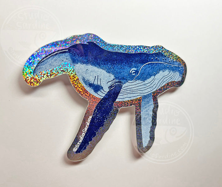 Sparkle Humpback Whale Holographic Glitter Sticker