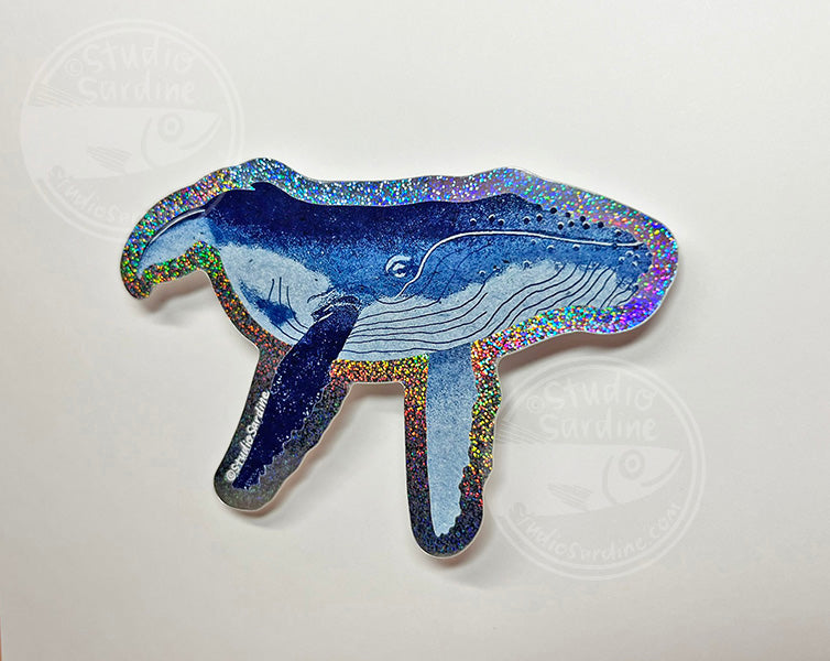 Sparkle Humpback Whale Holographic Glitter Sticker