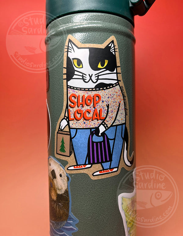 Shop Local Cat Matte Die-Cut Sticker