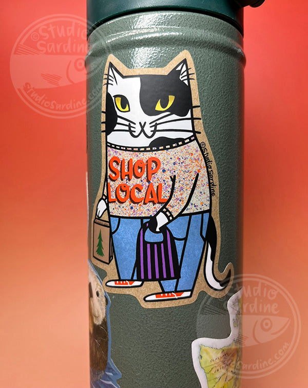 Shop Local Cat Matte Die-Cut Sticker