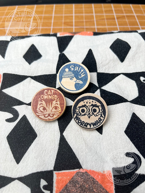 Cute-as-a-button wooden pins