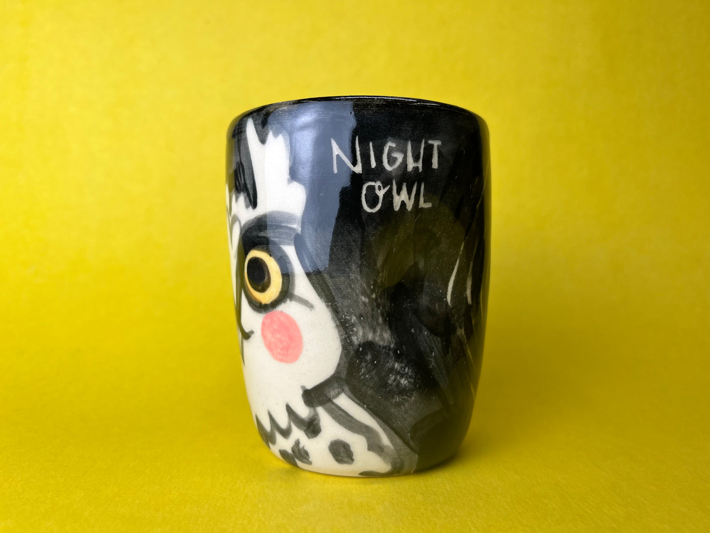 Night Owl tumbler with unibrow