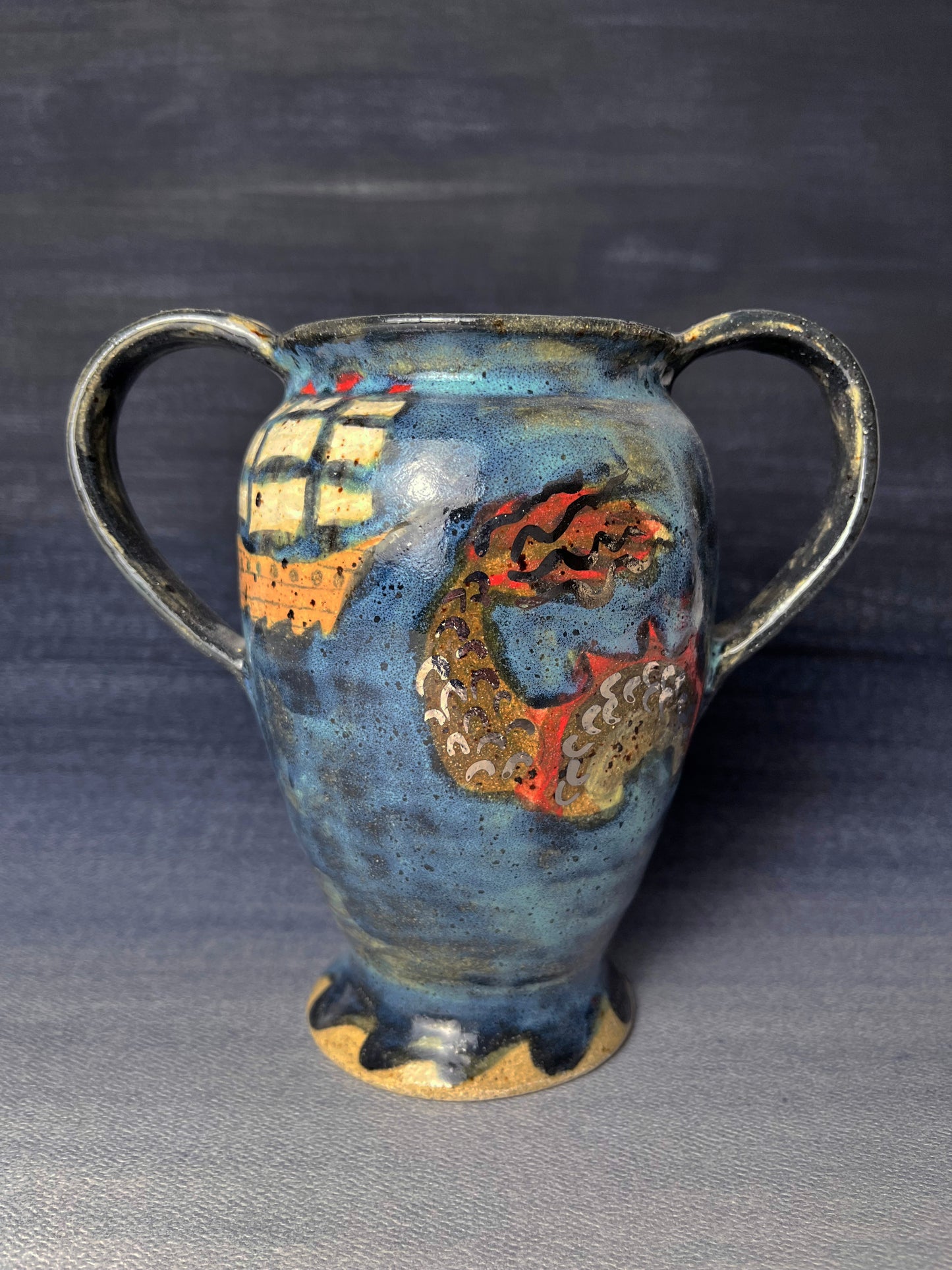 Sea Monster Handled Vase