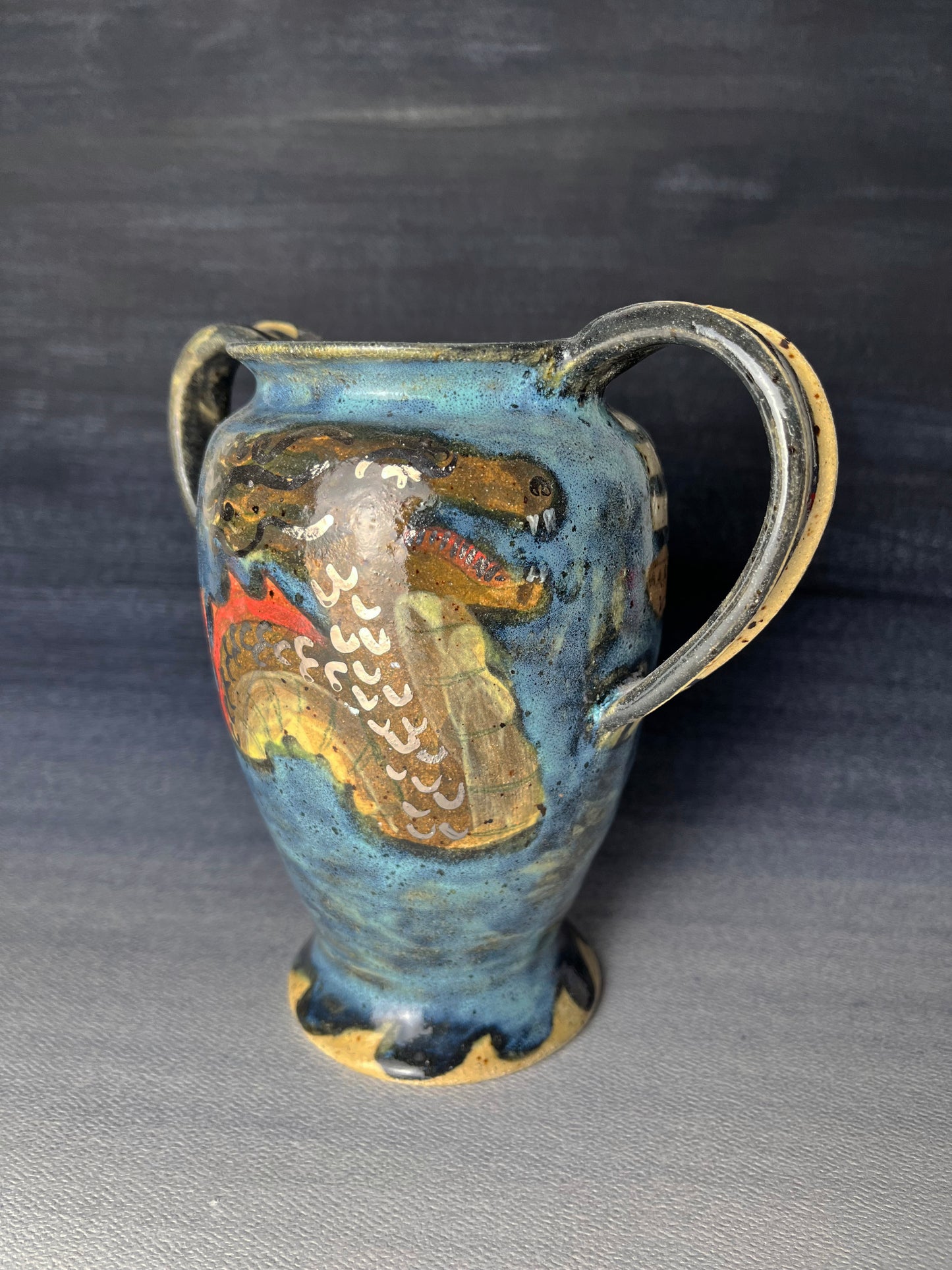 Sea Monster Handled Vase