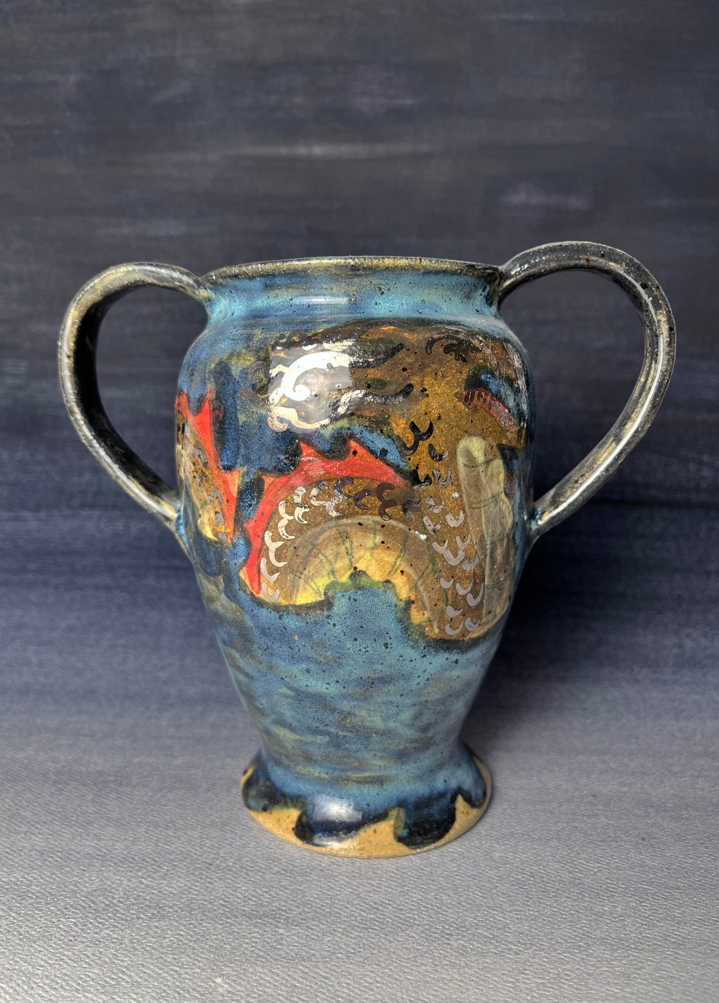 Sea Monster Handled Vase