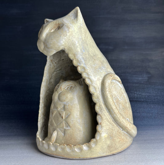 Mother Cat Stoneware Reliquary