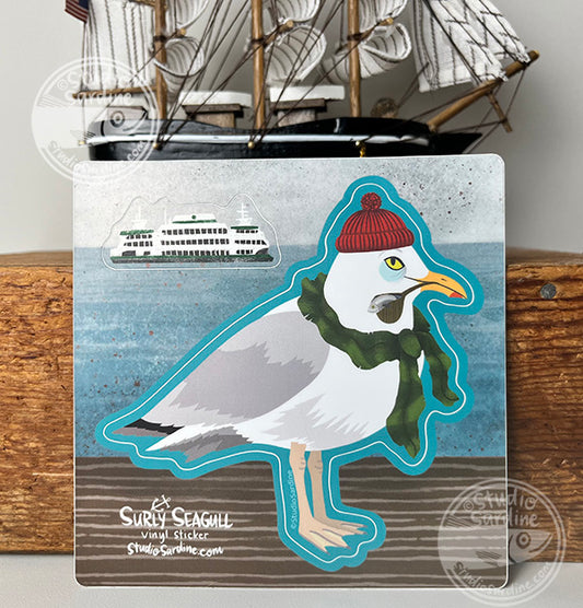 Studio Sardine Helmsman Surly Seagull and Ferry Boat sticker sheet