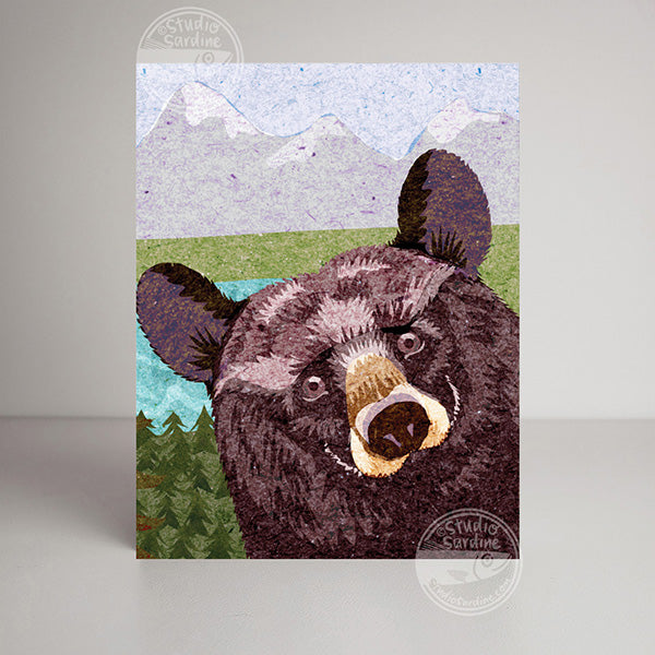 Black Bear blank notecard for campers and hikers