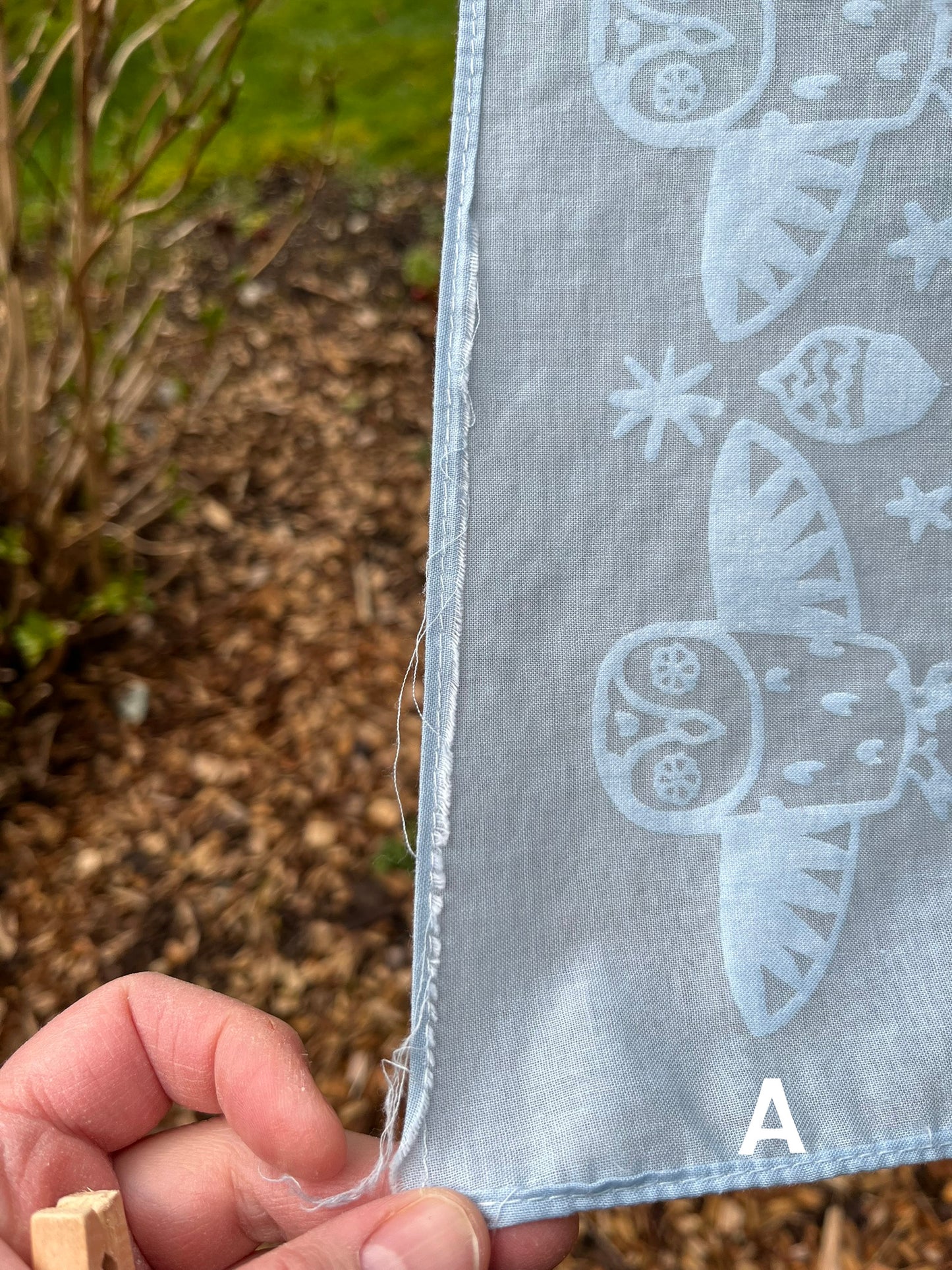 Ceramic owl bandana screenprinted in white on blue