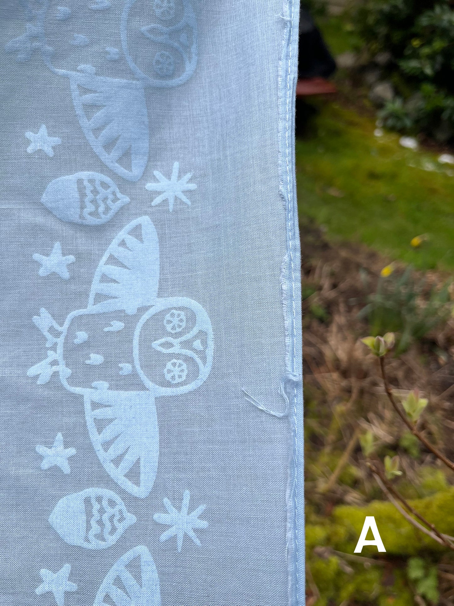 Ceramic owl bandana screenprinted in white on blue