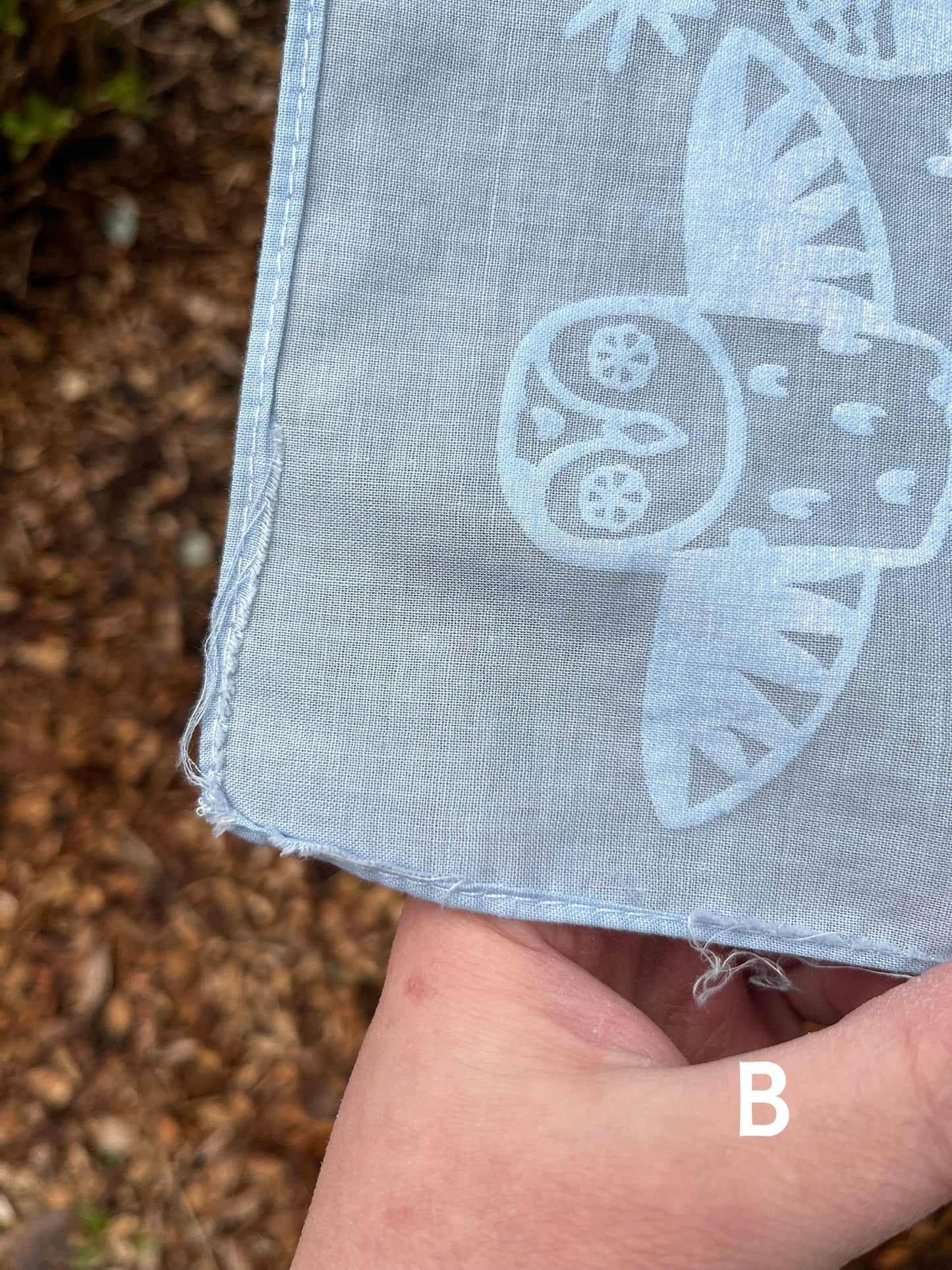 Ceramic owl bandana screenprinted in white on blue