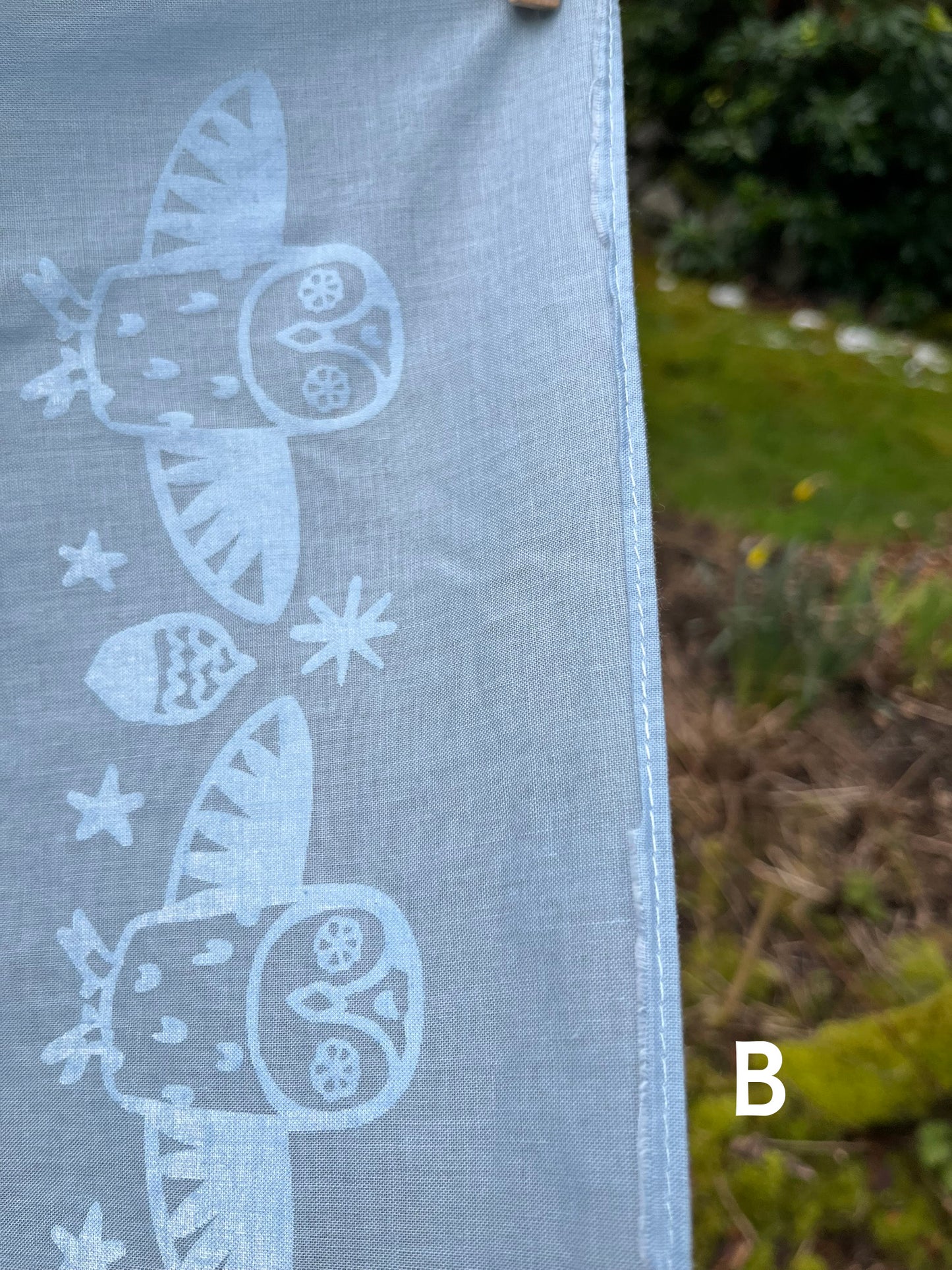 Ceramic owl bandana screenprinted in white on blue