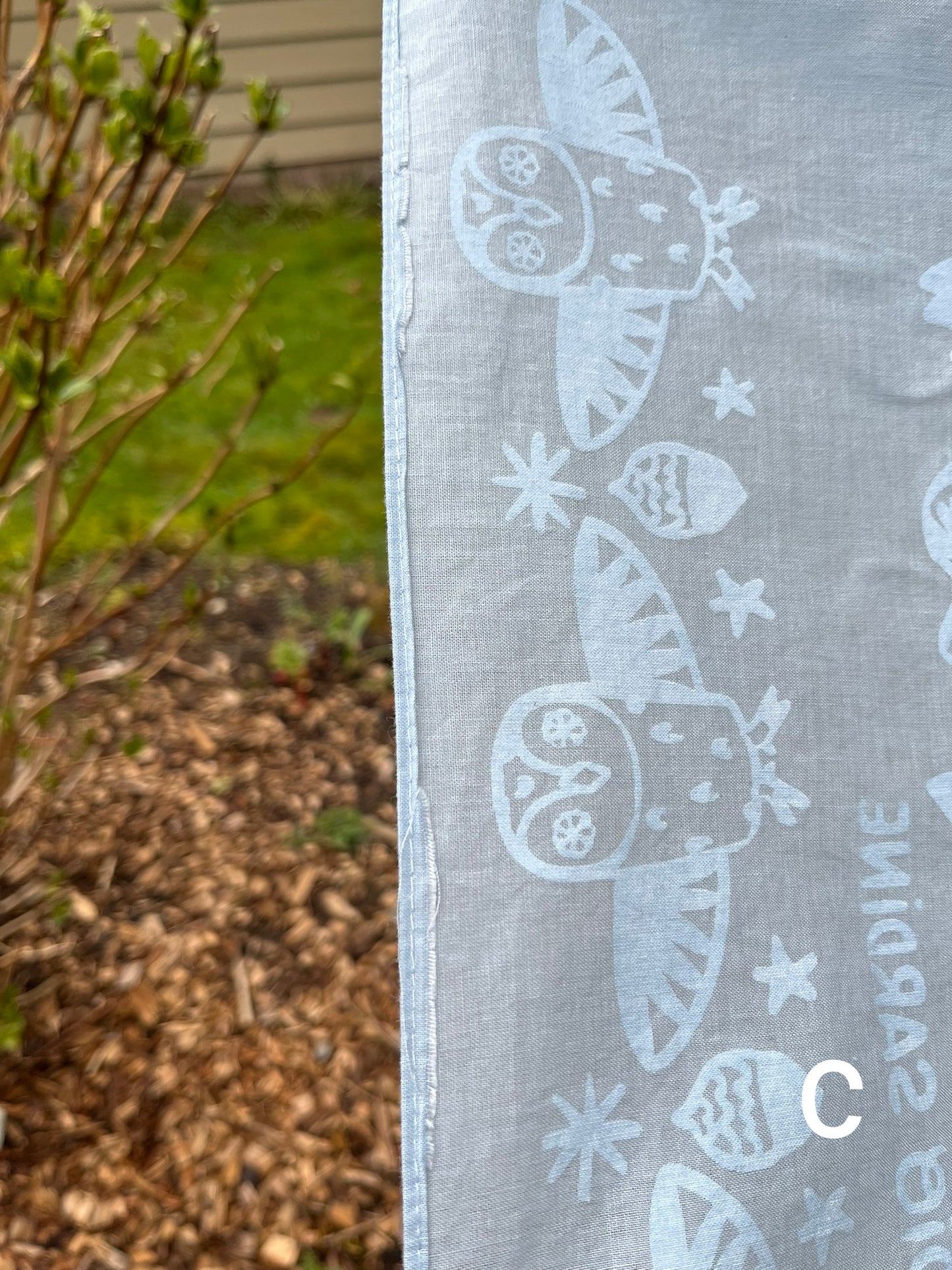 Ceramic owl bandana screenprinted in white on blue