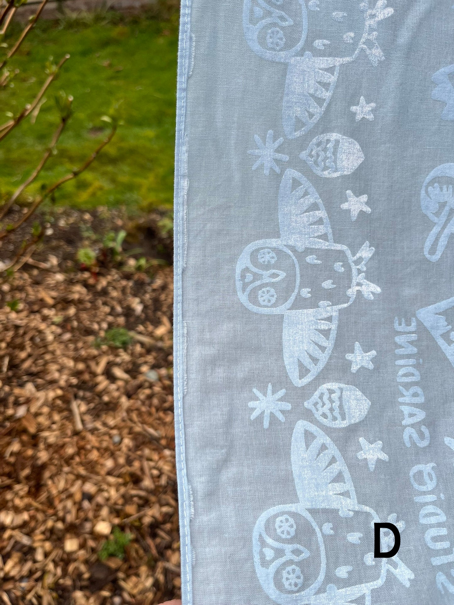 Ceramic owl bandana screenprinted in white on blue