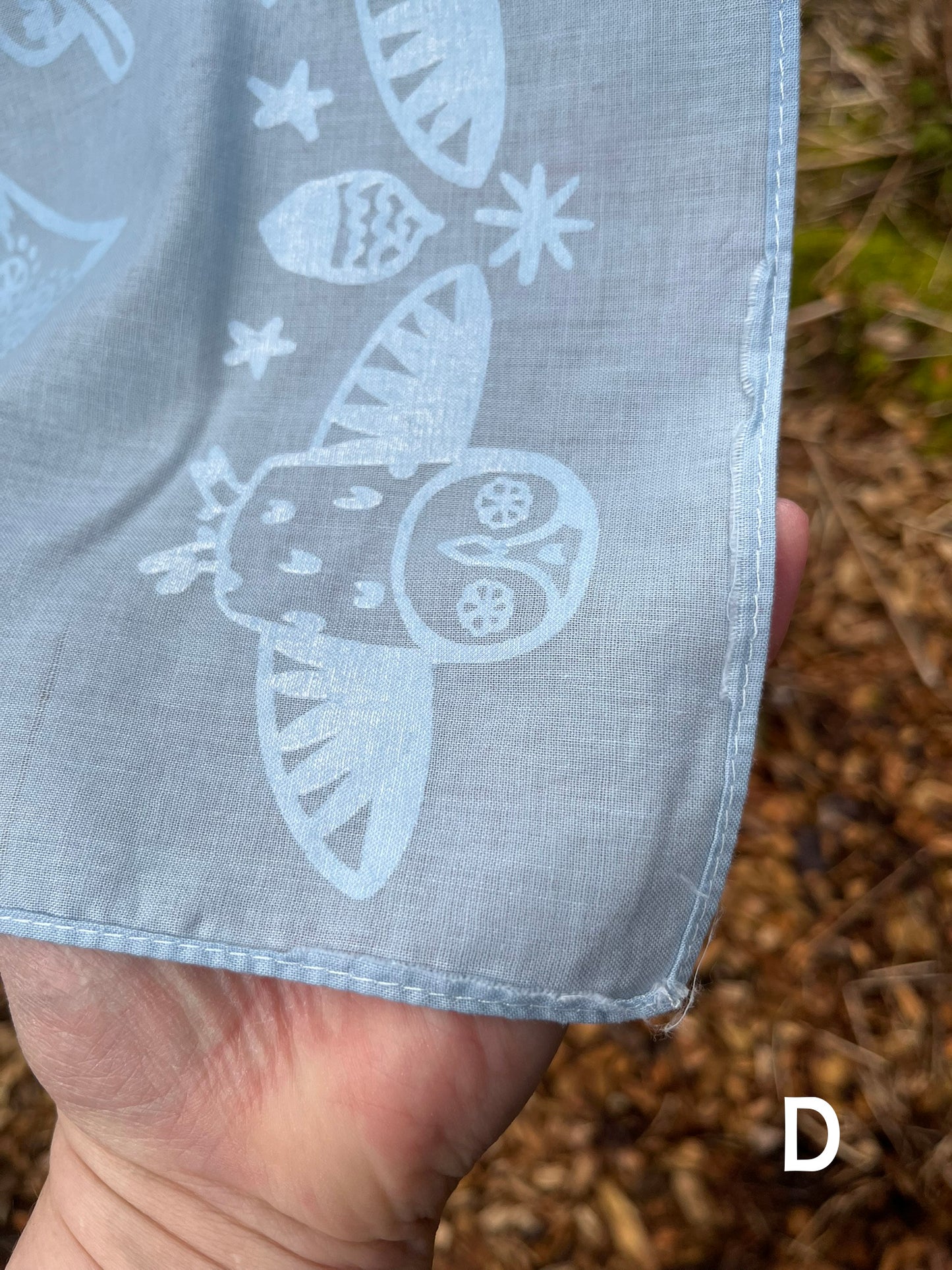 Ceramic owl bandana screenprinted in white on blue