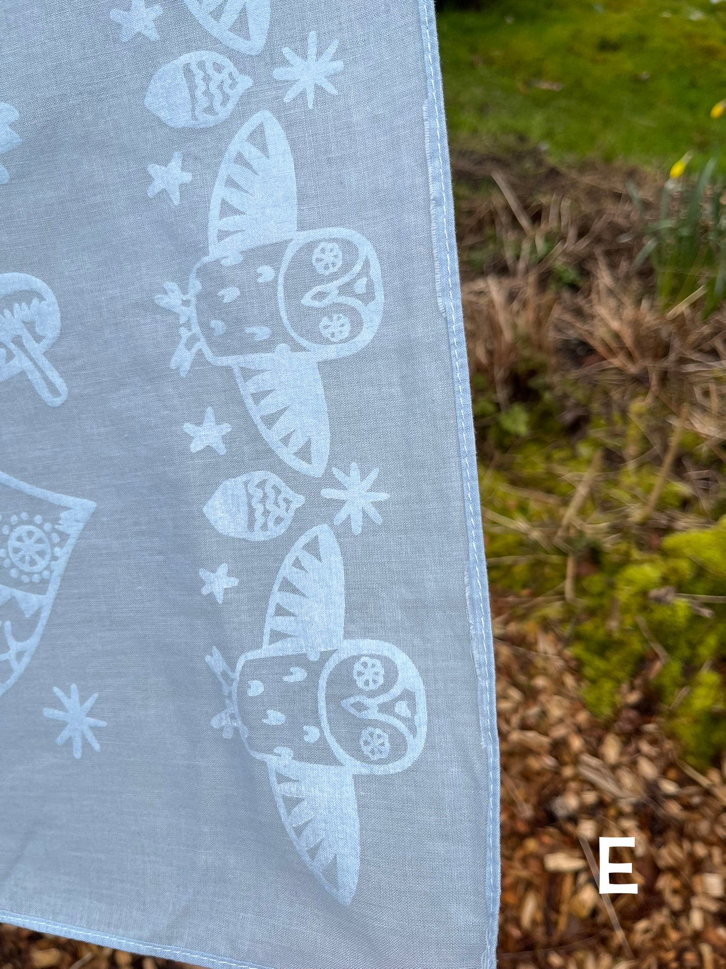 Ceramic owl bandana screenprinted in white on blue