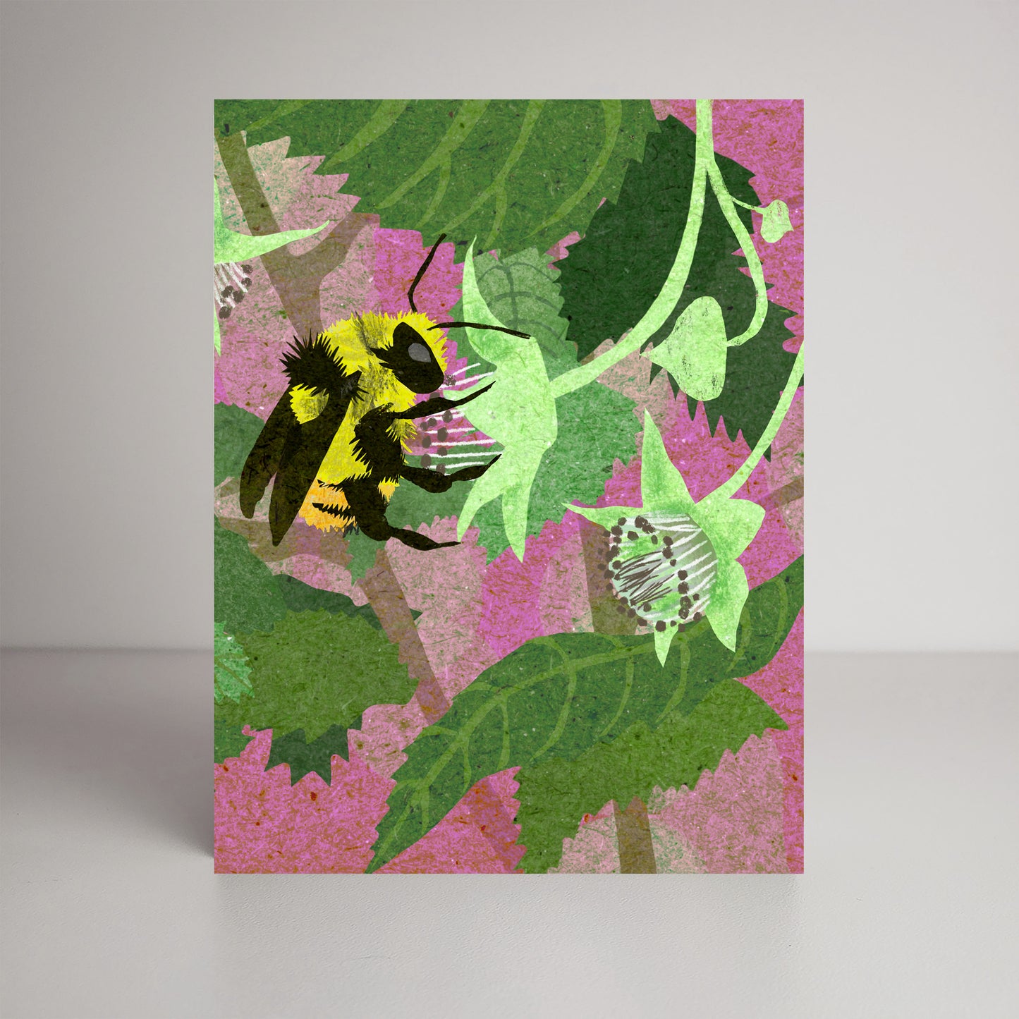 Bumble and Raspberries A2 size (5.5" x 4.25") notecards