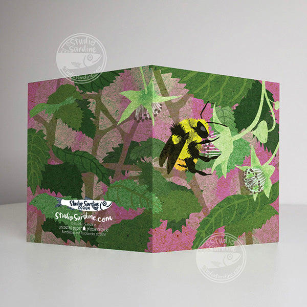 Bumble and Raspberries A2 size (5.5" x 4.25") notecards