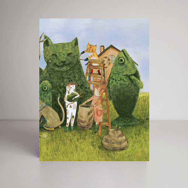 Cat Gardeners blank notecard, cards for gardeners