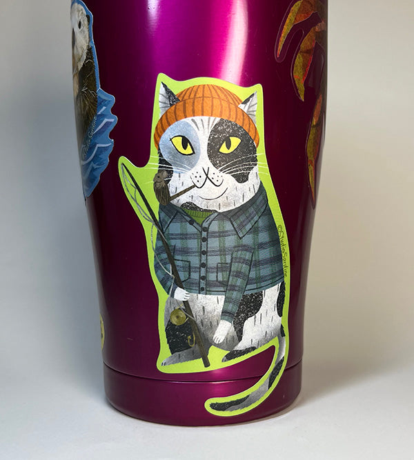 First Mate Meow Fisherman Cat sticker