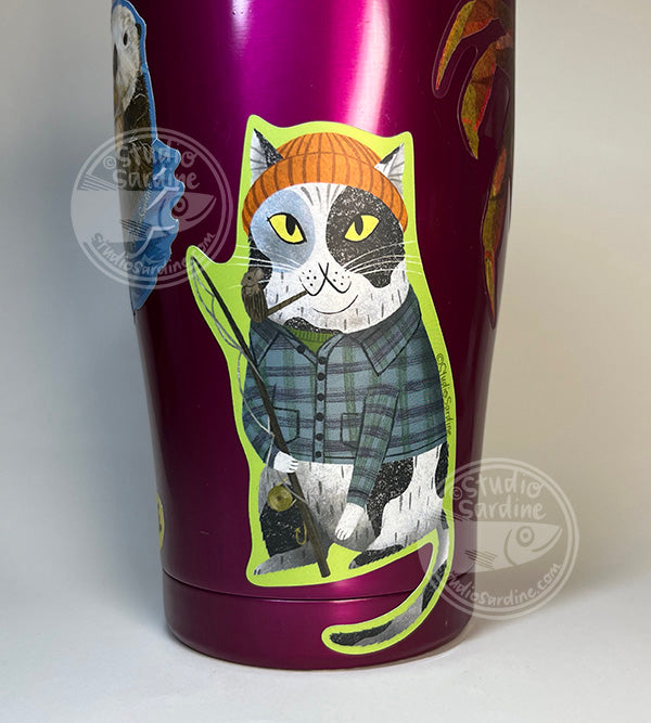 Studio Sardine First Mate Meow Fisherman Cat sticker