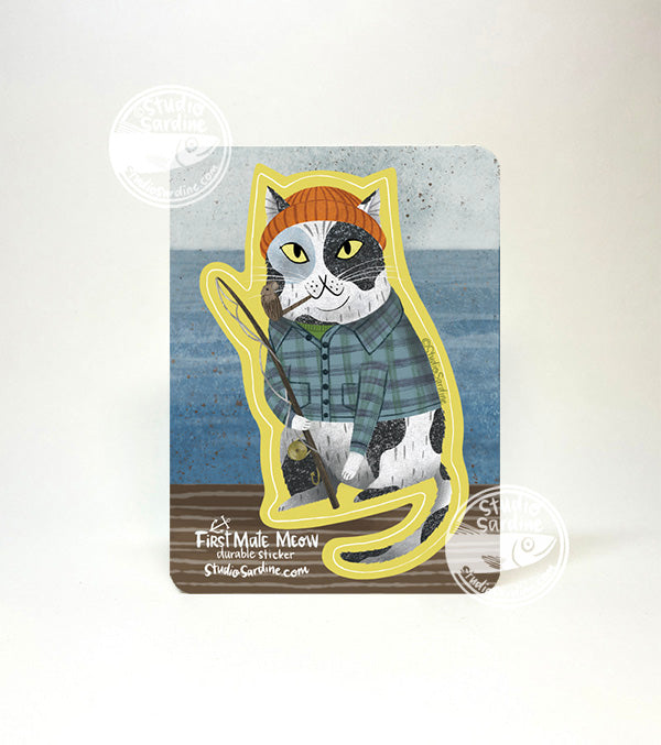 Studio Sardine First Mate Meow Fisherman Cat sticker