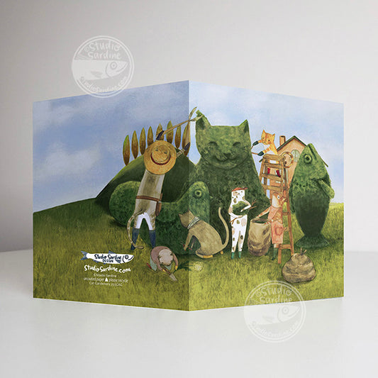 Cat Gardeners A2 size (5.5" x 4.25") notecards