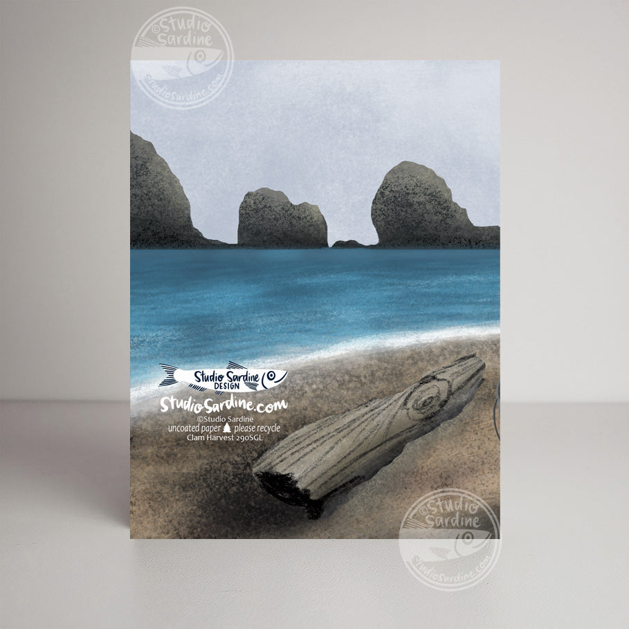 Clam Harvest A2 size (5.5" x 4.25") notecards, seagull sailor