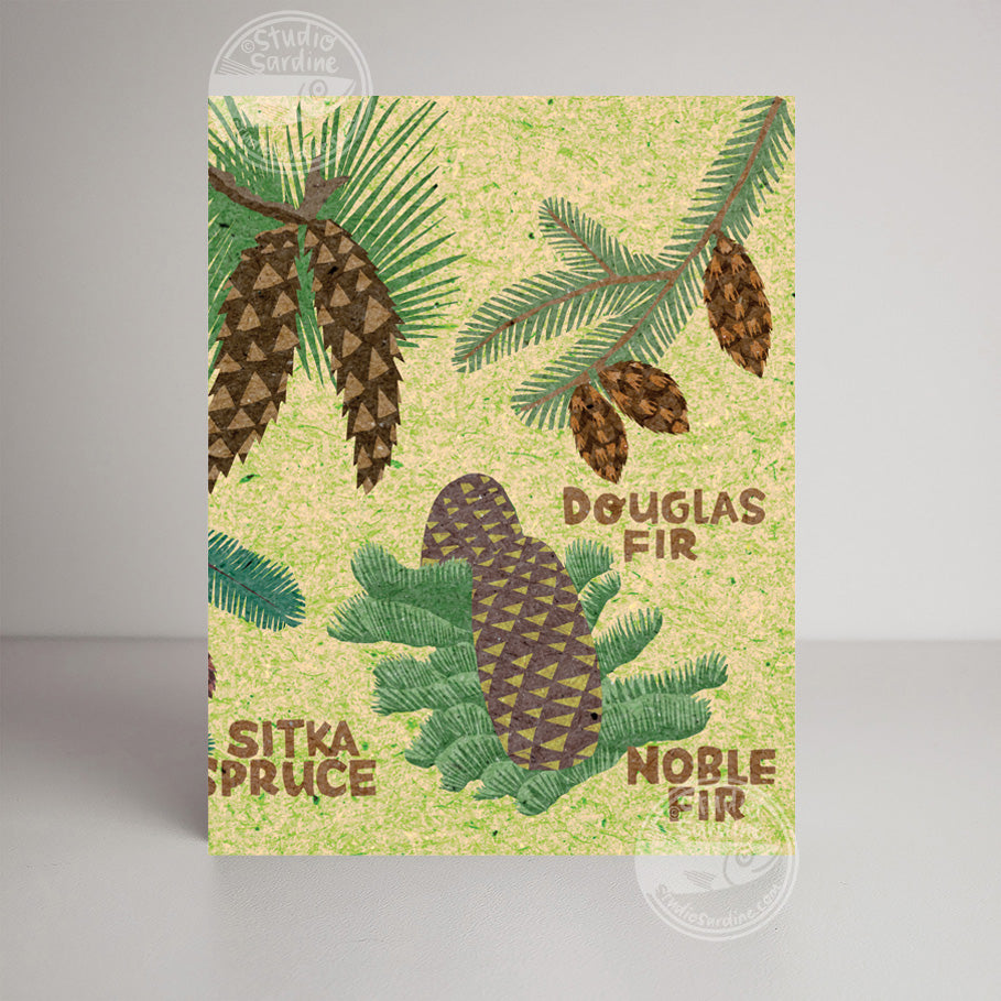 Cones and Needles A2 size (5.5" x 4.25") notecards