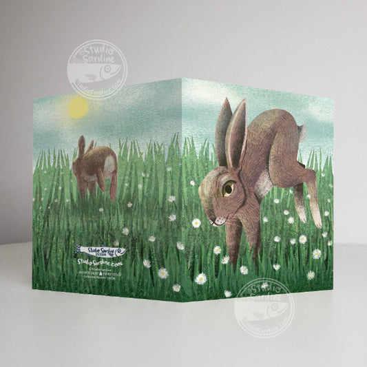 Studio Sardine Cottontail Rabbit A2 size (5.5" x 4.25") notecards, Blank Greeting Cards