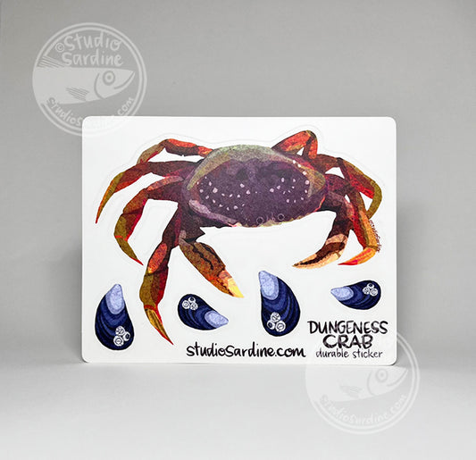 Studio Sardine Dungeness Crab and Mussels Clear Sticker Sheet