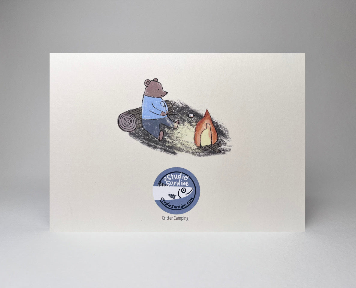 Critter Camping A7 Size Notecards, Blank Greeting Cards