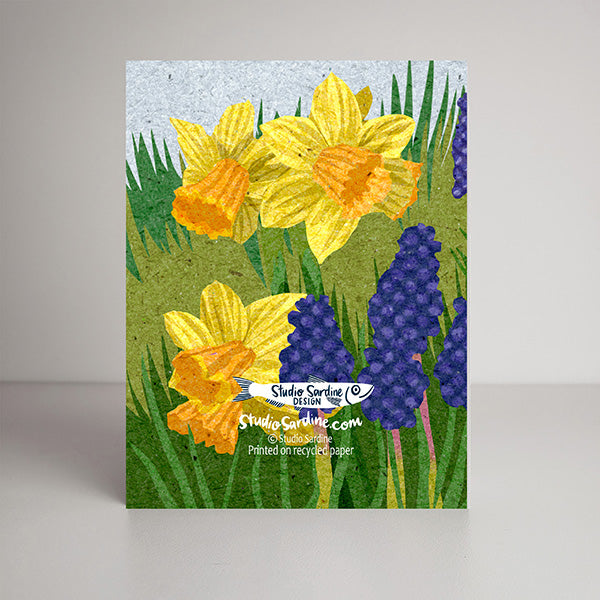 Daffodils & Hyacinth blank notecards, cards for gardeners