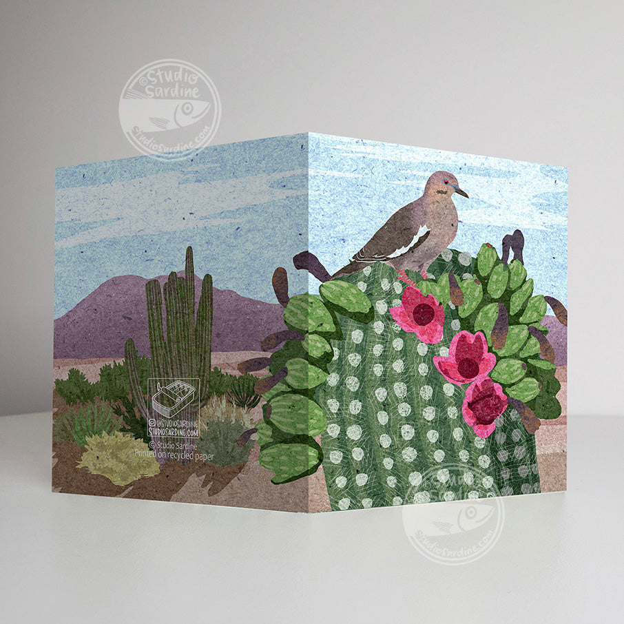 Dove and Saguaro Cactus A2 size (5.5" x 4.25") notecards
