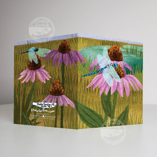 Cornflowers and Dragonflies A2 size (5.5" x 4.25") notecards