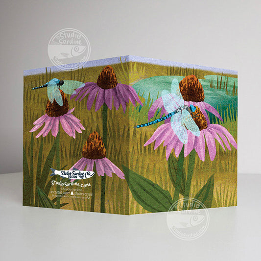 Coneflowers and Dragonflies A2 size (5.5" x 4.25") notecards