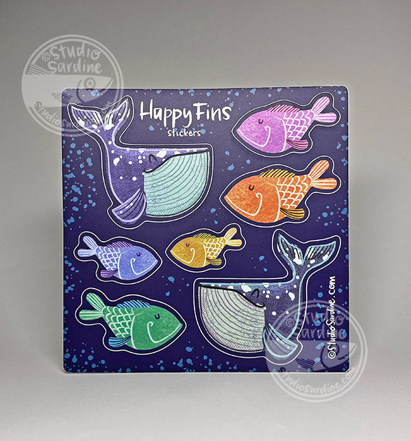 Happy Fins whales and fishes sticker sheet