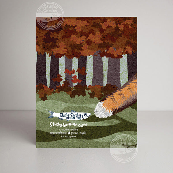 Fall Fox and falling leaves blank notecard, nature lovers