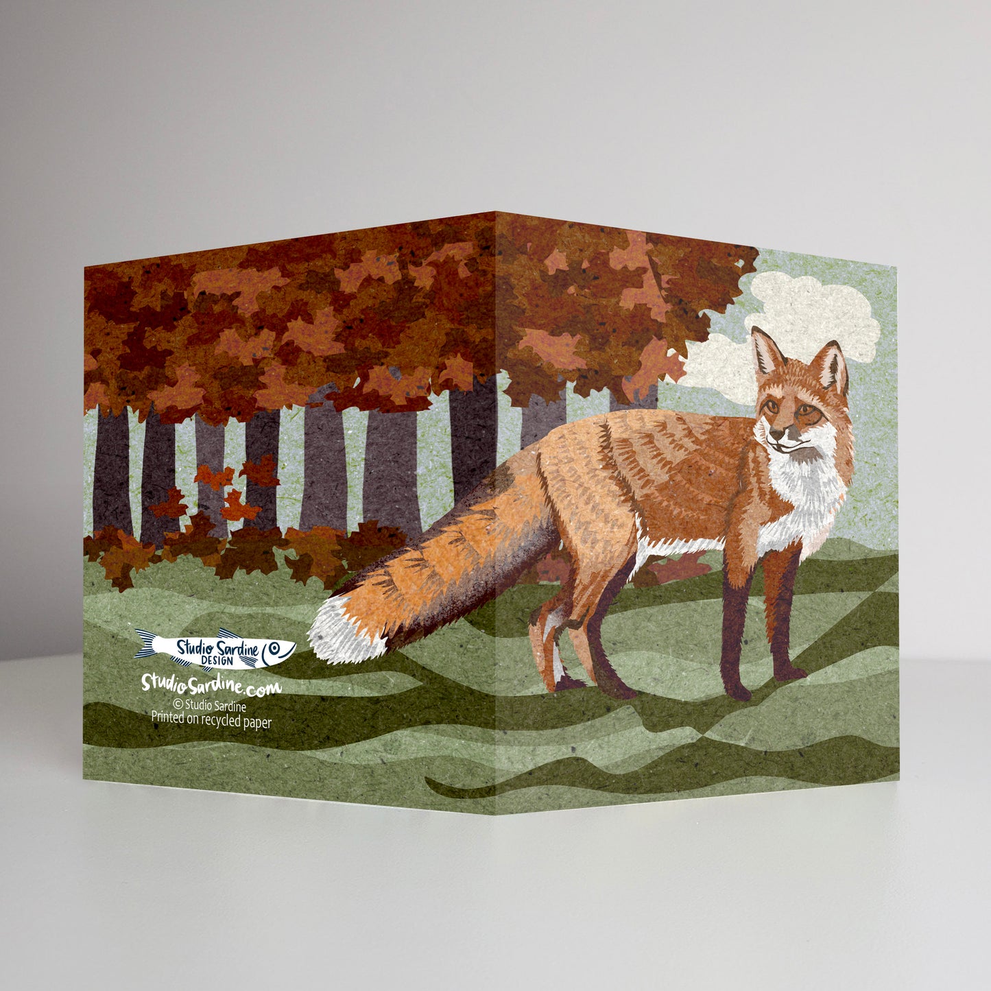 Falling Leaves Fox A2 size (5.5" x 4.25") notecards