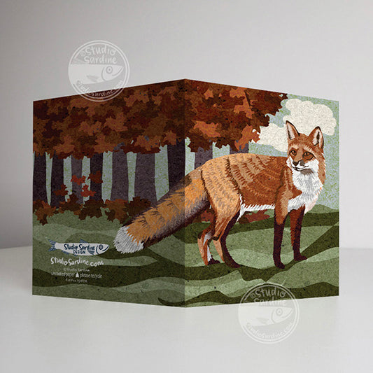 Falling Leaves Fox A2 size (5.5" x 4.25") notecards